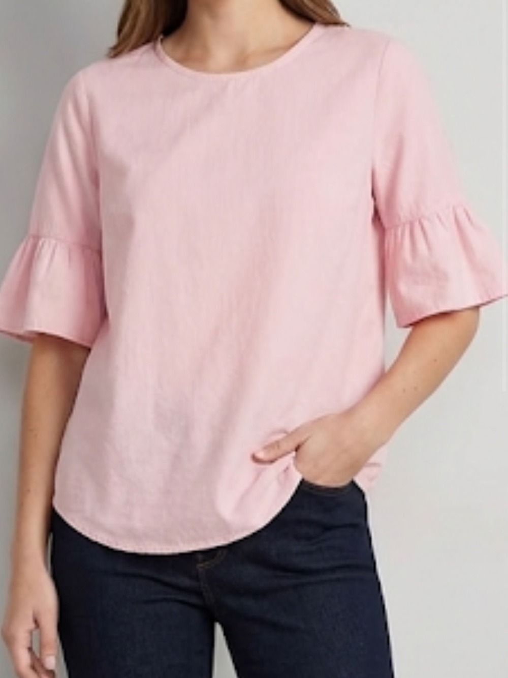 Izod Light Pink Women’s Lightweight Short-Sleeve Ruffle Blouse Size Medium